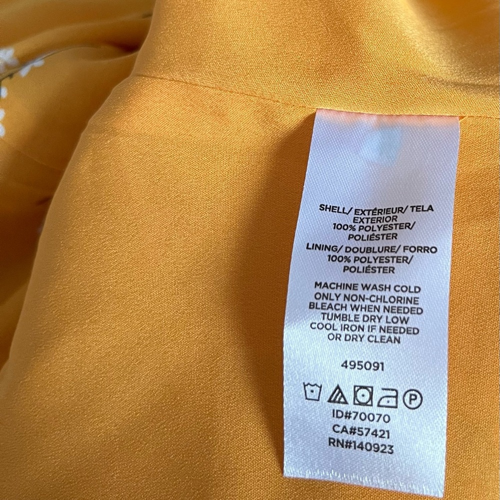 Mustard Yellow Floral Ruffle Sleeve Drawstring Waist Mini Dress XL - Picture 8 of 9